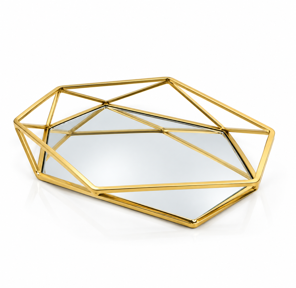 28x21x5cm Geometric Gold Mirrored Tray #MT4205