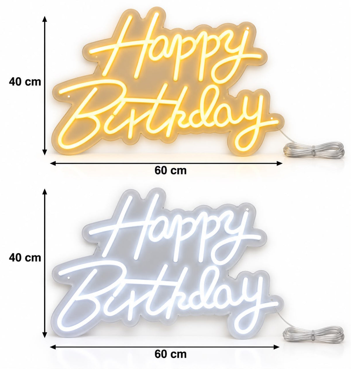 60x40cm Happy Birthday Neon Sign #NS4253