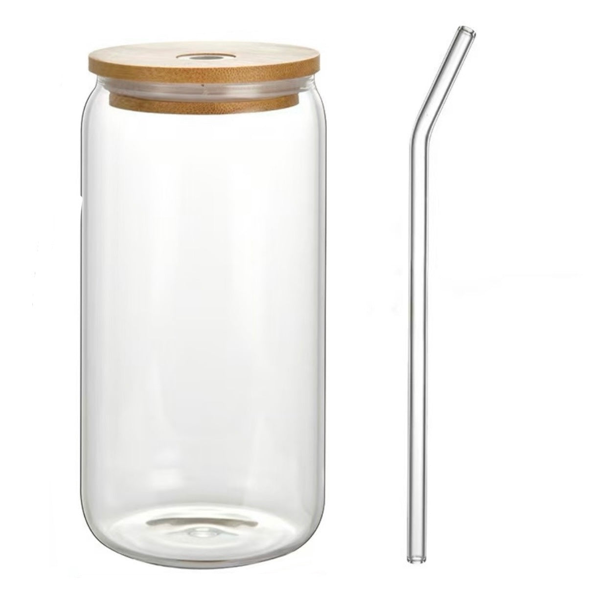 Glass Cup With Bamboo Lid and Glass Straw 480ML #GC2011
