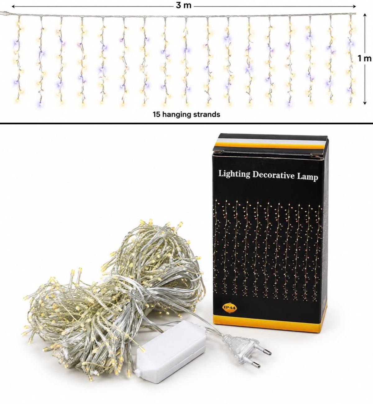 LED Christmas Curtain Lights – 15 Hanging Strands #LL4406