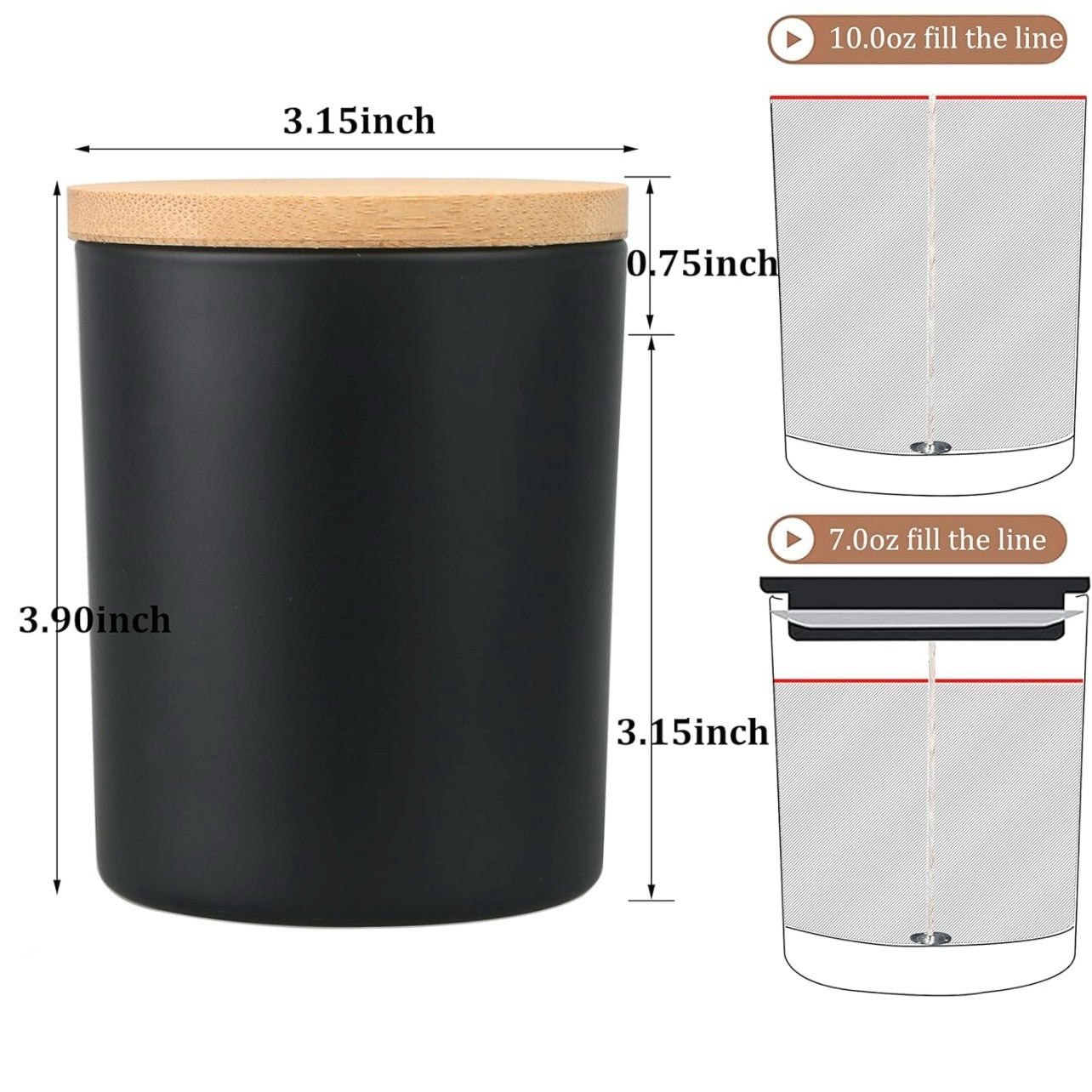 8oz Black Jar With Lid #GJ1154