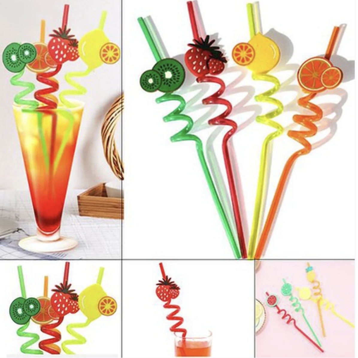 Reusable Spiral Drinking Straws (4 Pieces) #DS3947