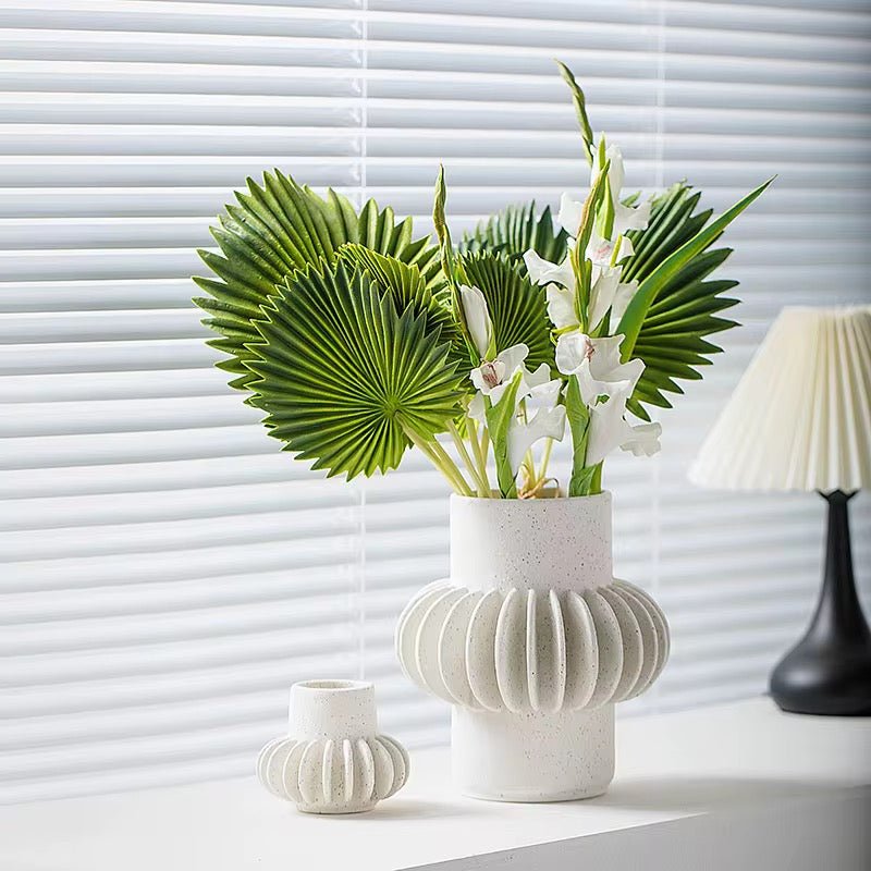 21x19x12cm - Modern Ribbed Decorative Vase #CV3980