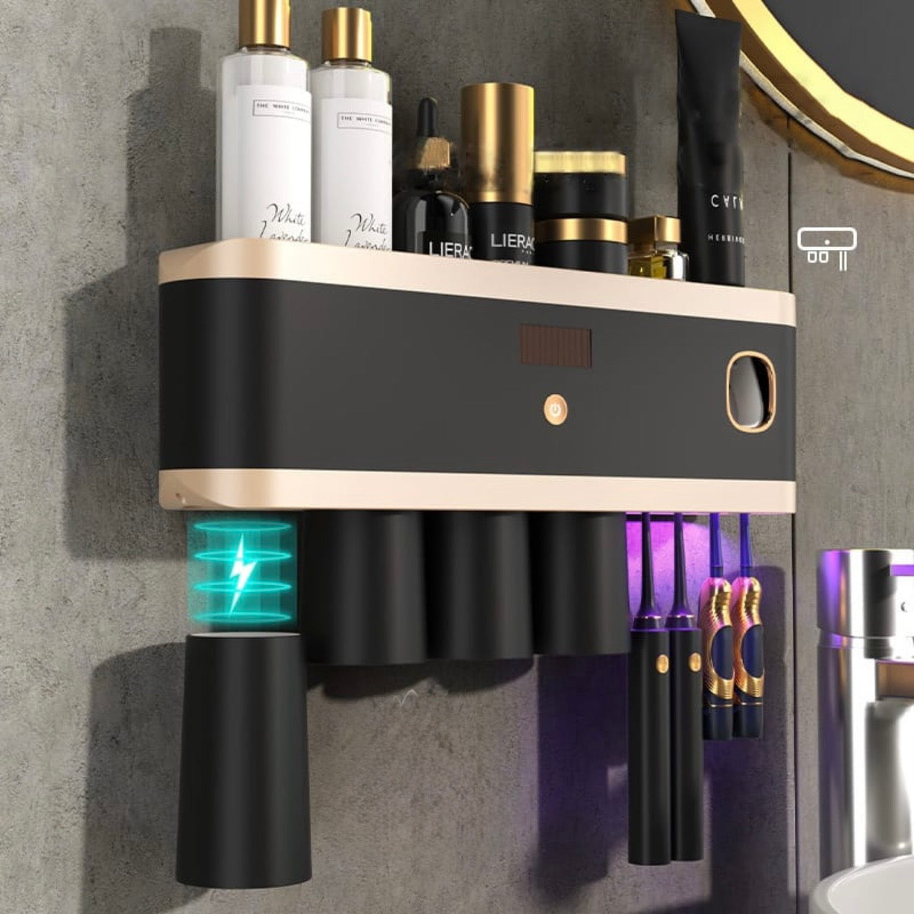Luxury Black Toothbrush/Toothpaste Holder #TF028