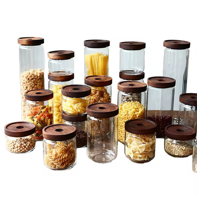 Glass Storage Jar with Wooden Lid #GS3948