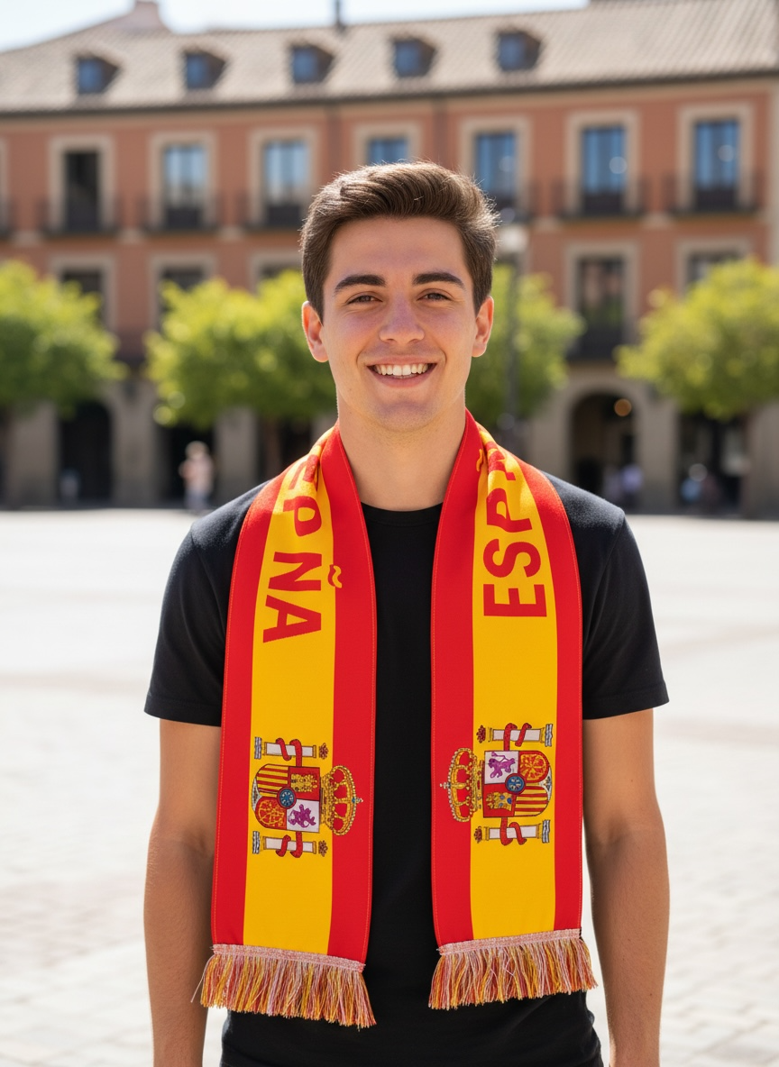 Spain Fan Scarf – 143 × 14 cm #FS3258