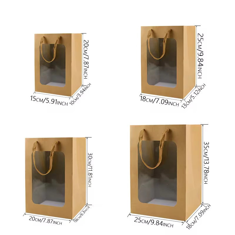 X12pcs - Carton Gift Bags With Window #GB2846