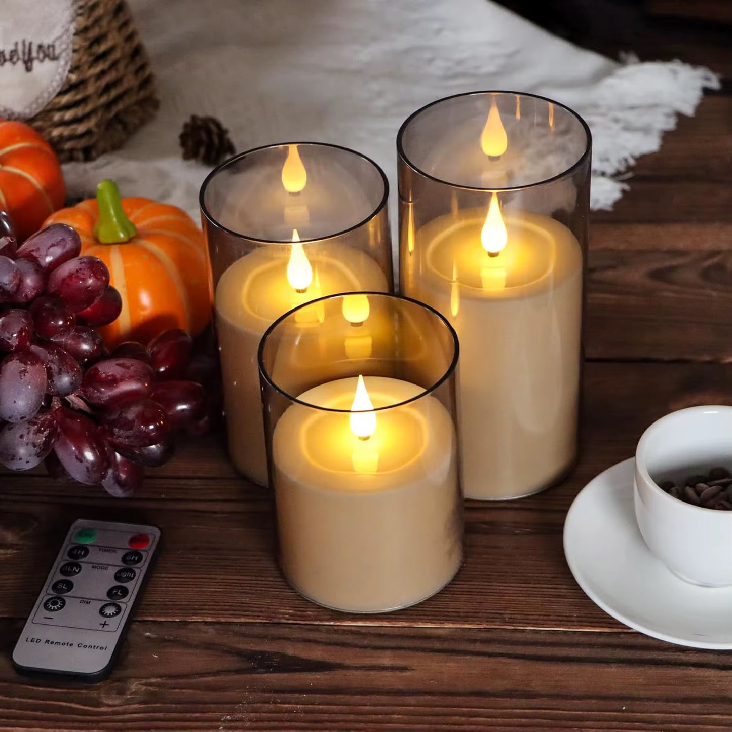 3pcs - Set / LED Flameless Candle with Remote Control #EC4102