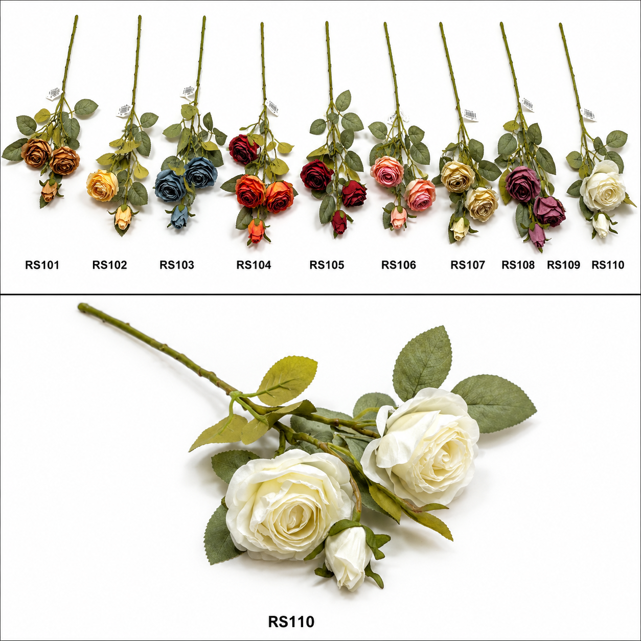 Artificial Rose Stem with Leaves #AF4107