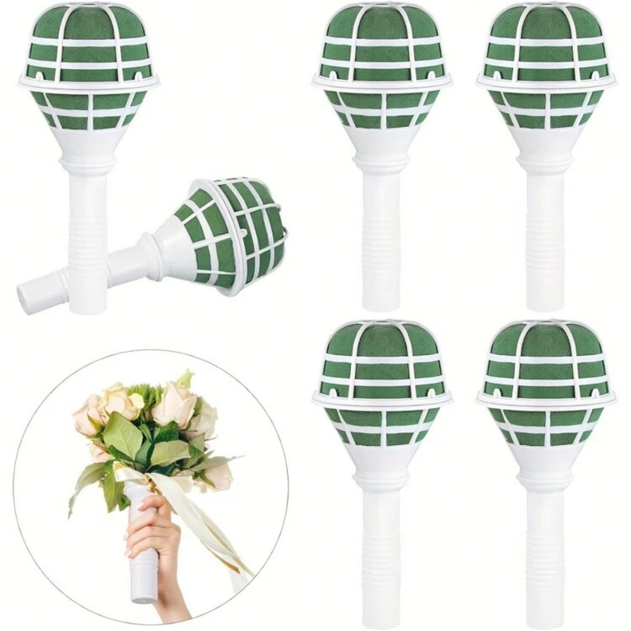 1pc Foam Flower Handle Bouquet Holder #FH1324