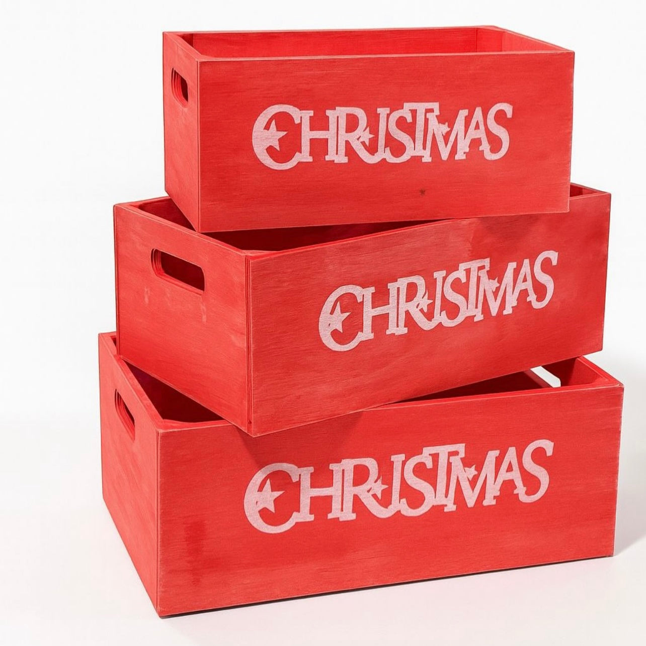 Set/3pcs - Wooden Christmas Box #CB2081
