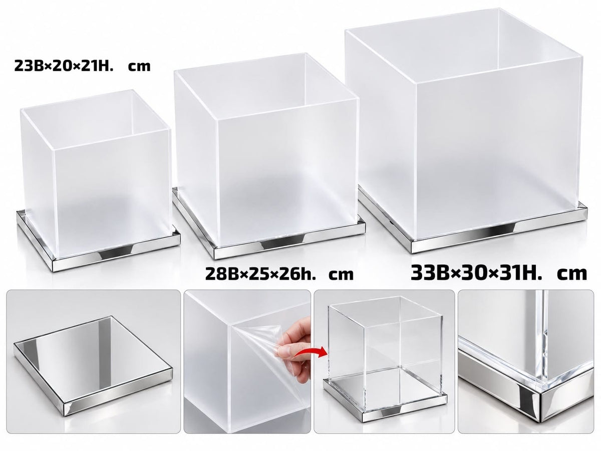 Acrylic Display Boxes with Mirror Bases – Set of 3 #AB4493