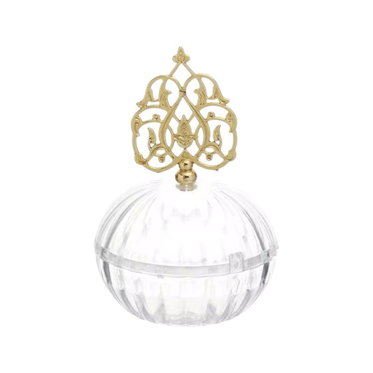 Luxury Acrylic Candy & Favor Box – Gold Crown Design #AB3193