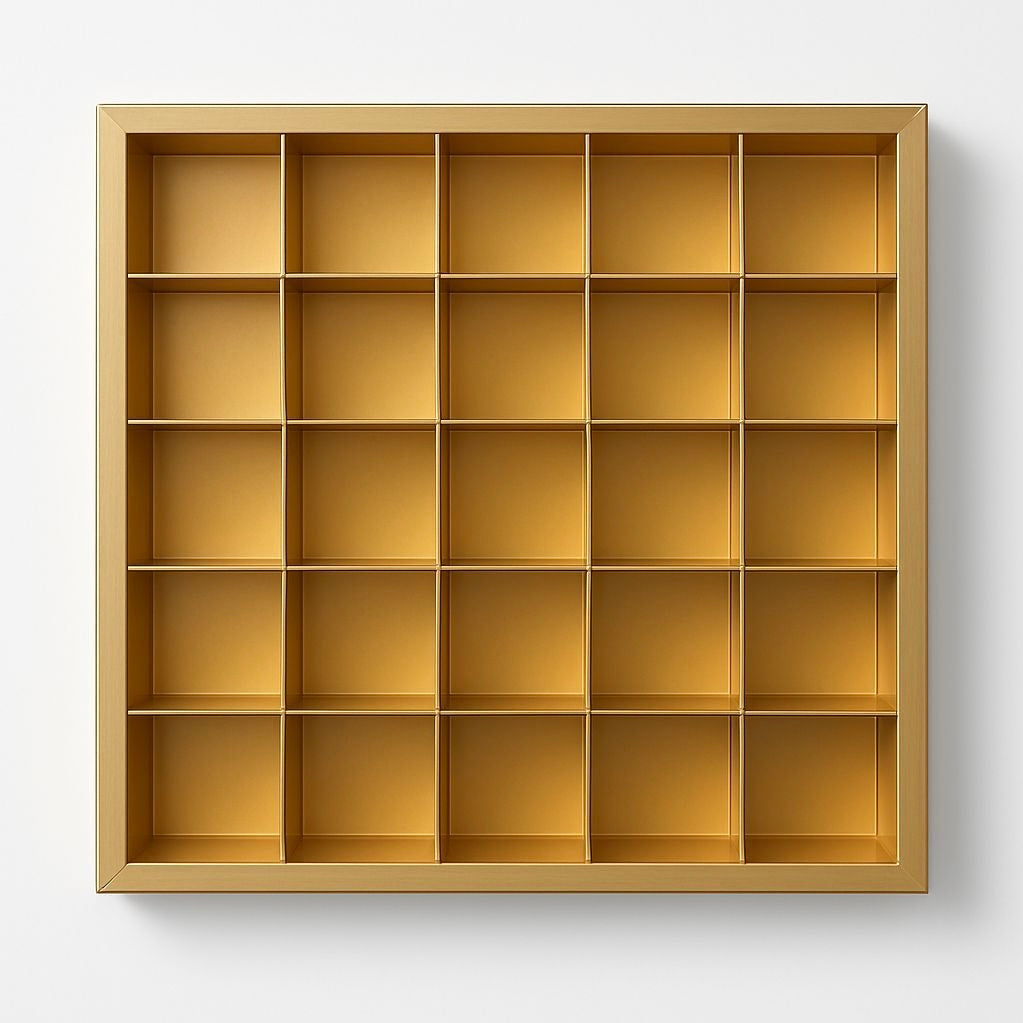 25x25cm - 25grids Gold Carton Box #CB2398