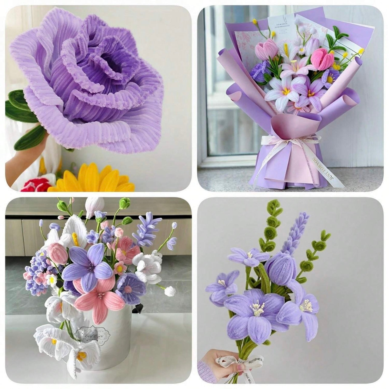 100pcs Purple Army Green Mixed Pipe Cleaners - 30cm x 6mm #CS1807