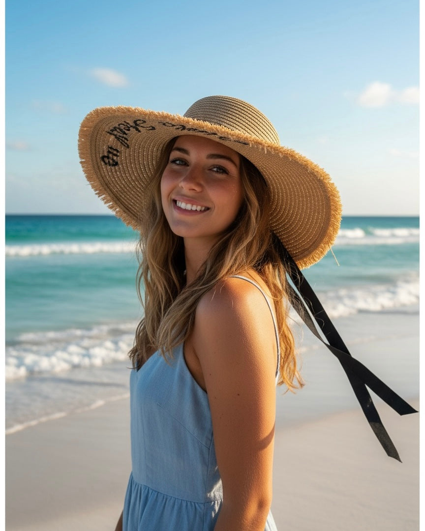 Women’s “Hello Sunshine” Wide Brim Beach Hat #SB3830