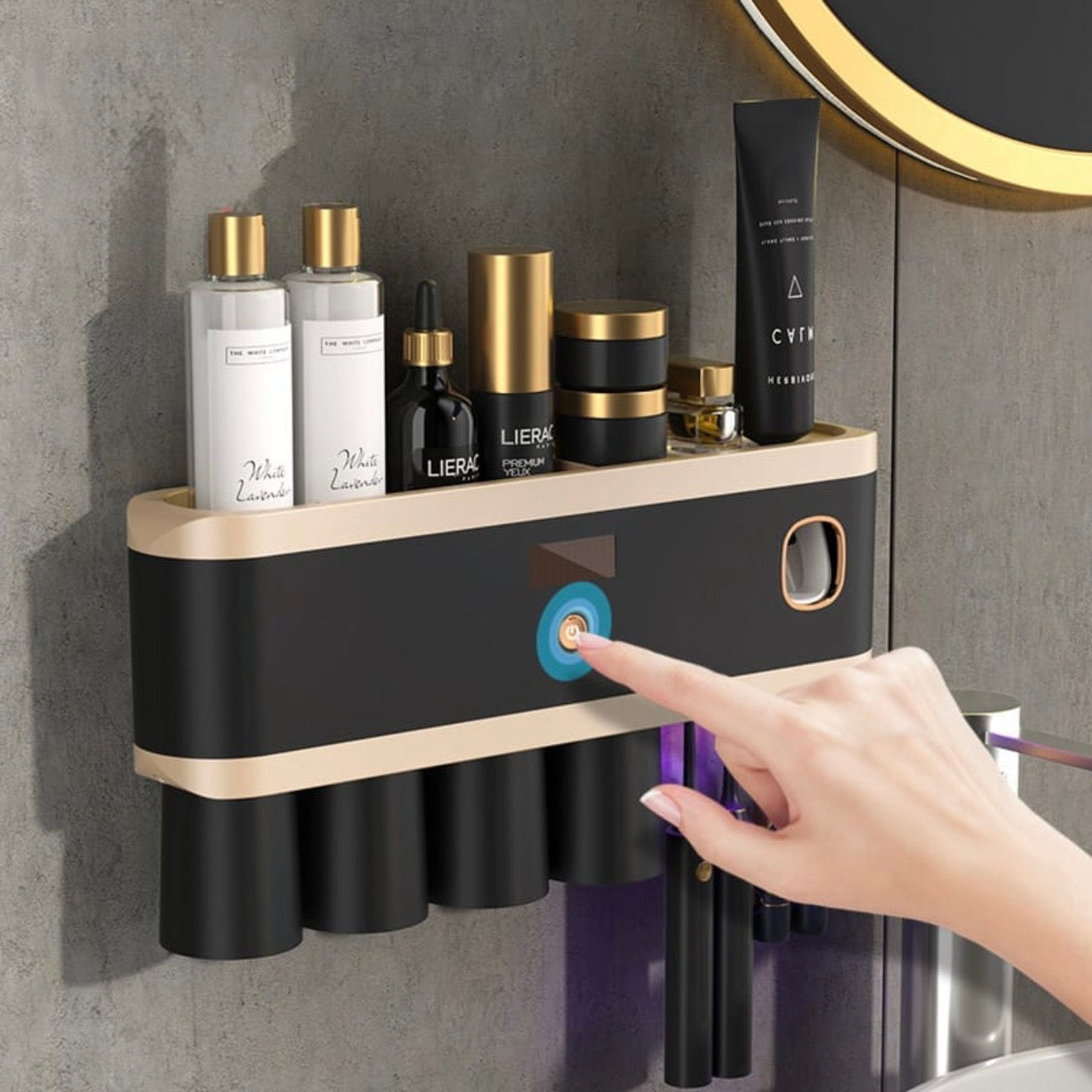 Luxury Black Toothbrush/Toothpaste Holder #TF028