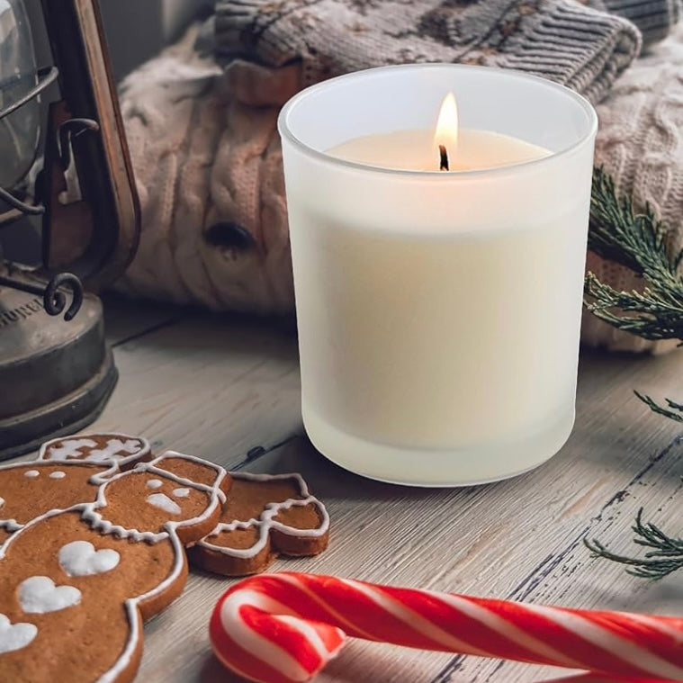 8oz Frosted White Glass Jar With Lid #GJ1755