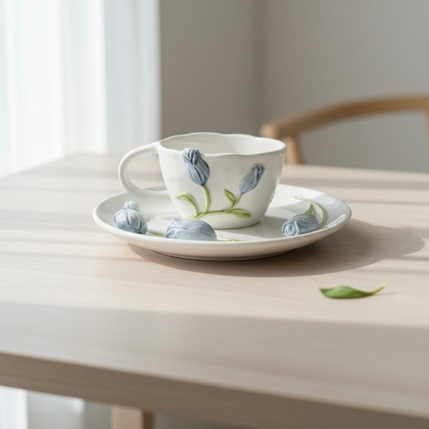 Floral Ceramic Tea Cup & Saucer Set #CC3960