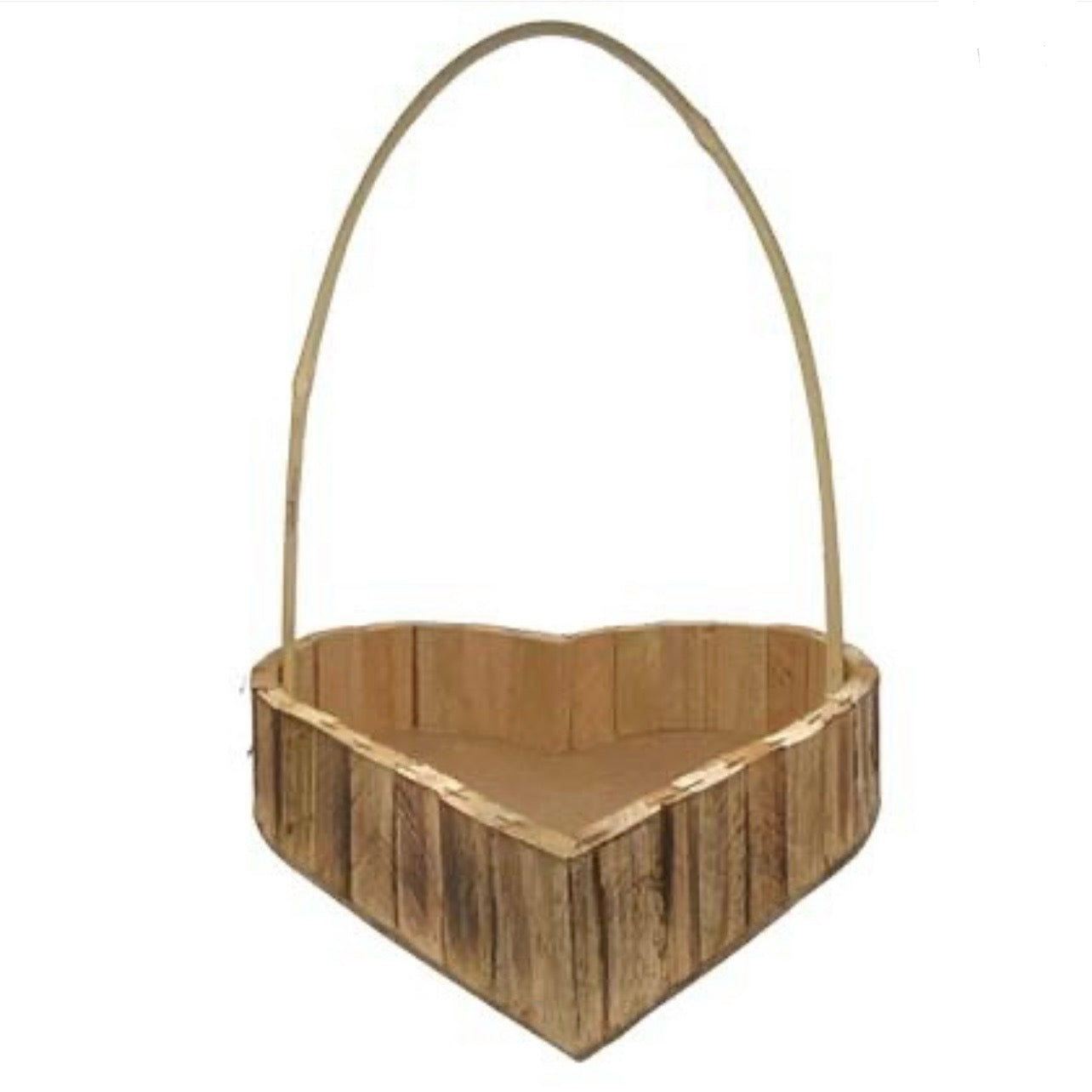 Rustic Wooden Heart Basket with Handle #WB2641