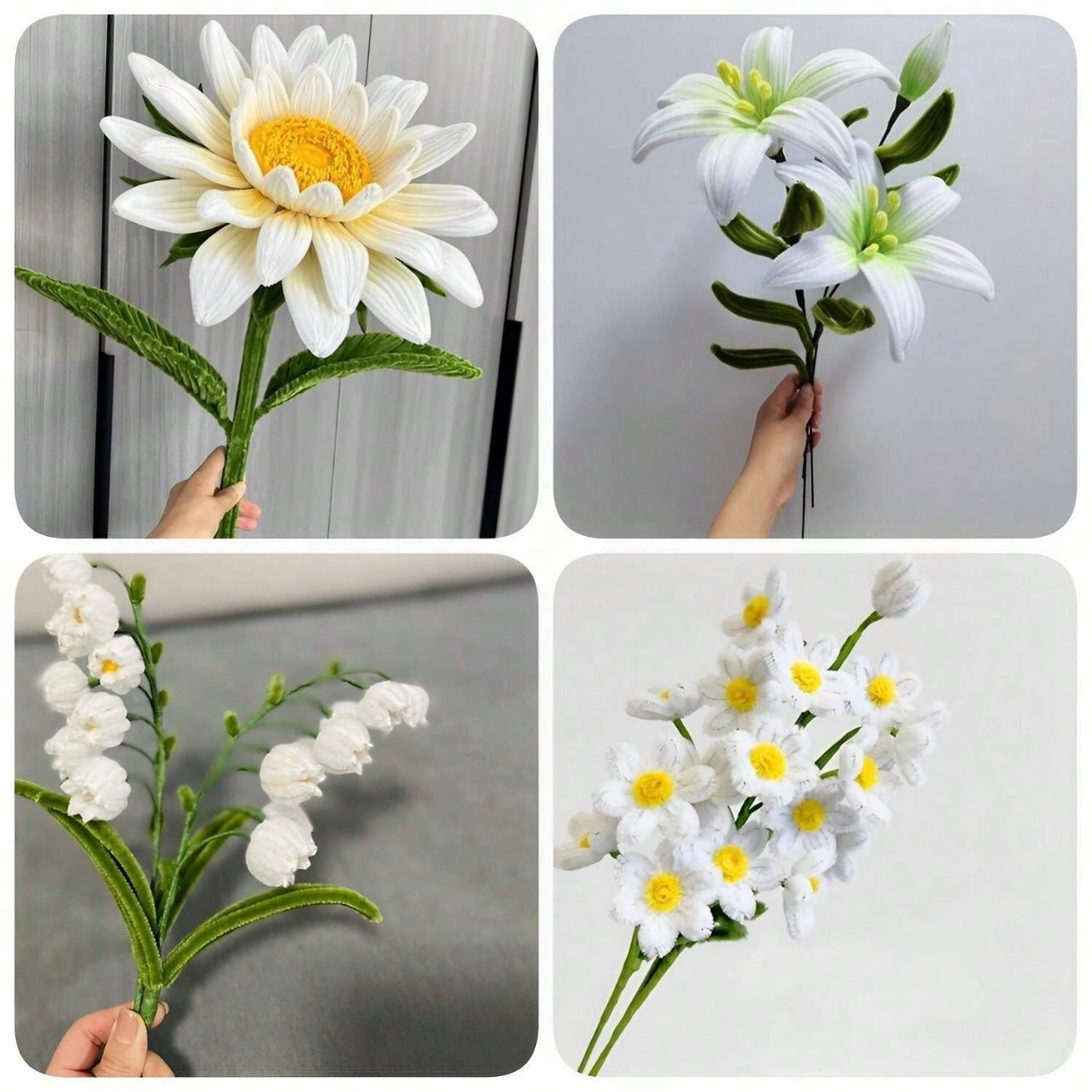 100pcs White Army Green Mixed Pipe Cleaners - 30cm x 6mm #CS1798