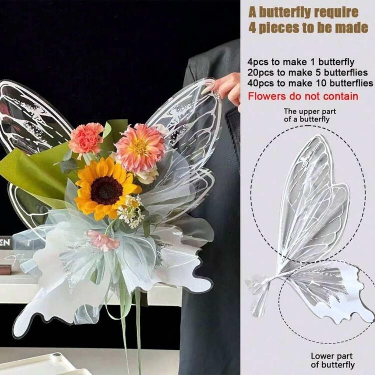 5 Sets-Pack/Pink Butterfly 50*56cm #WP1366