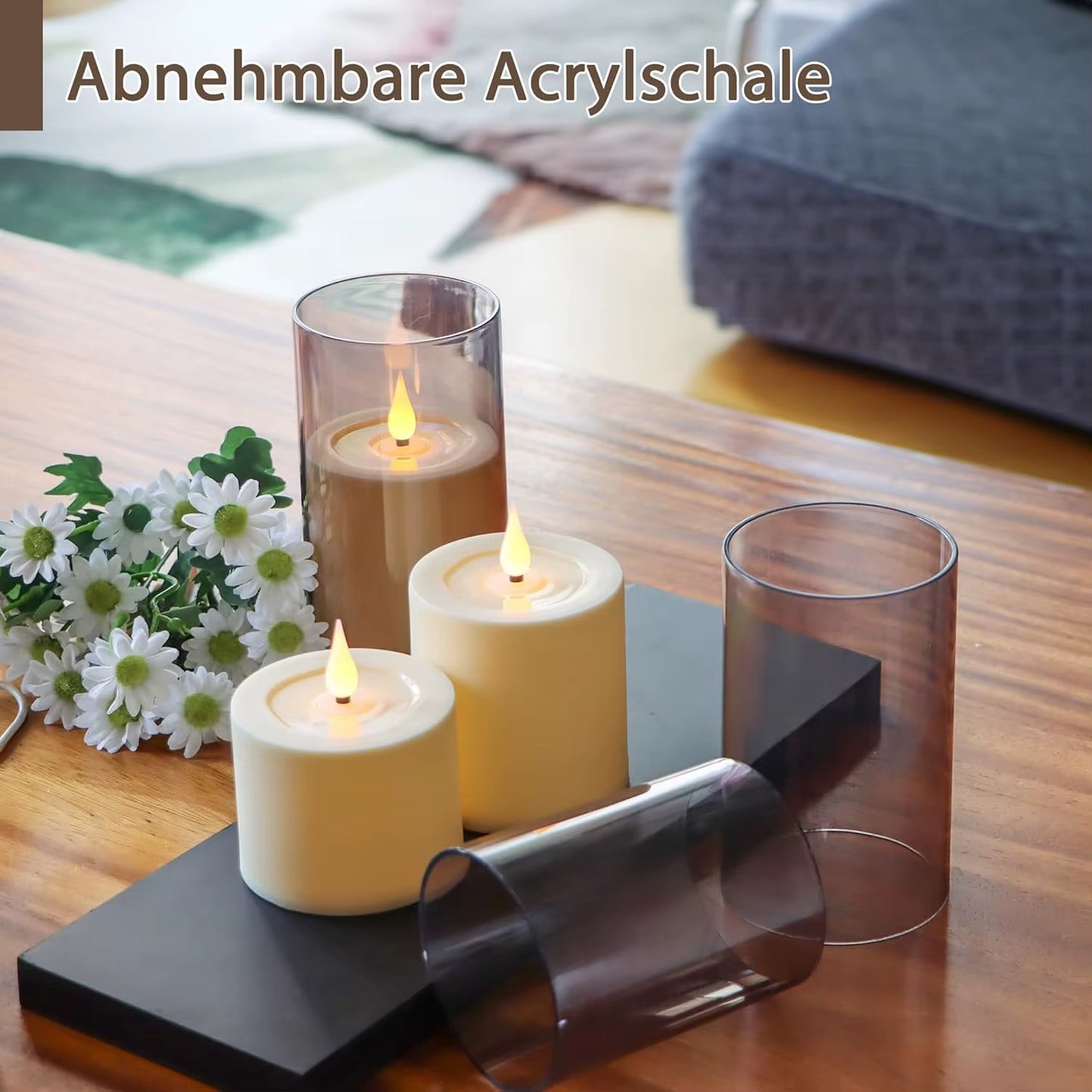 3pcs - Set / LED Flameless Candle with Remote Control #EC4102