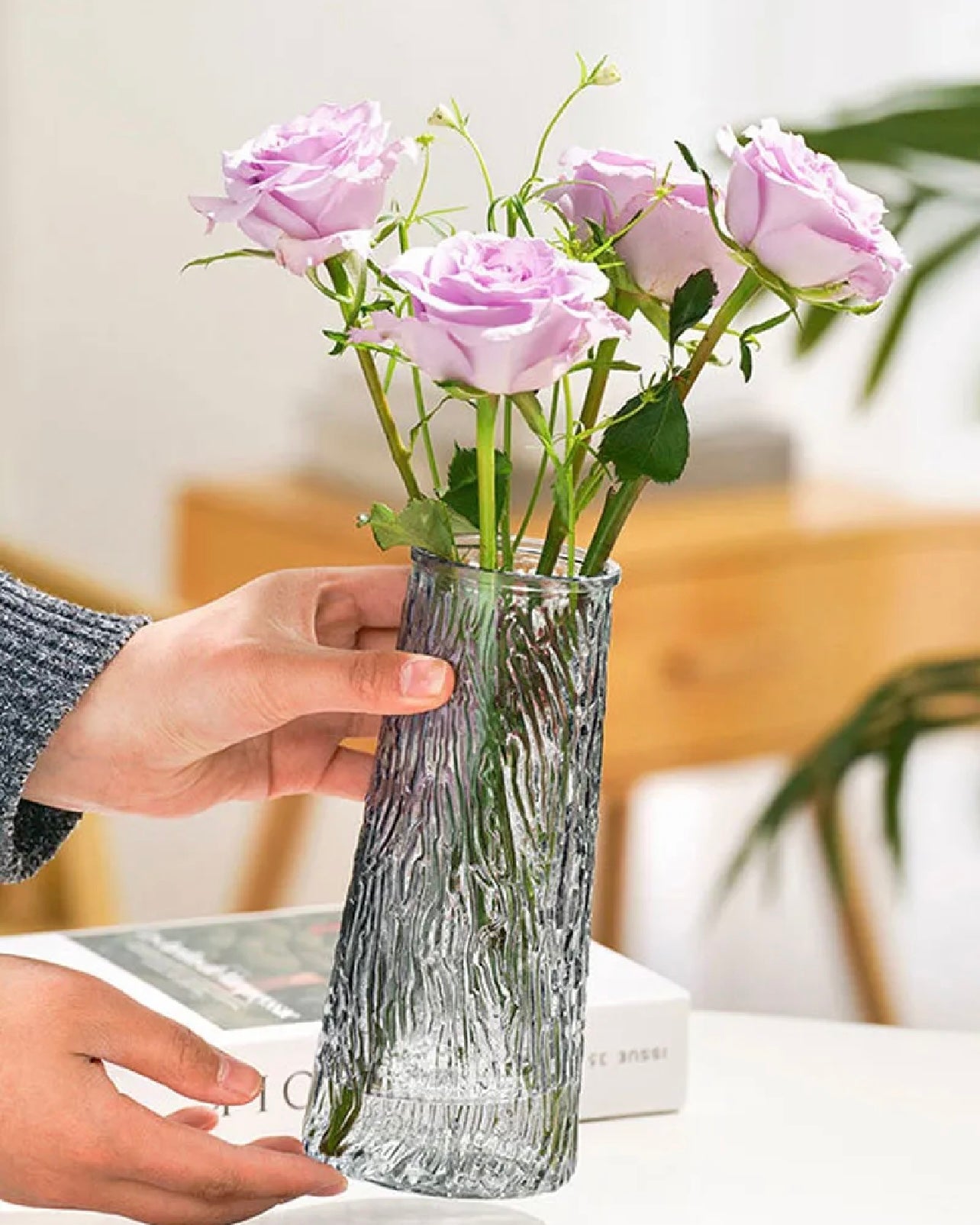 20x6.5cm - Elegant Glass Vase, Decorative Flower Arrangement Jar #GV2810