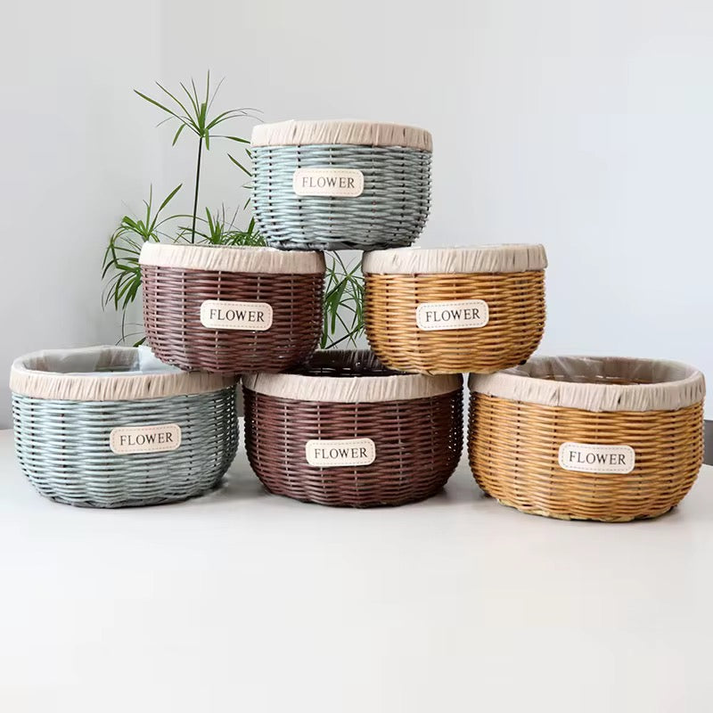 Wicker Flower Basket with Liner – Small & Large Sizes #FB2797