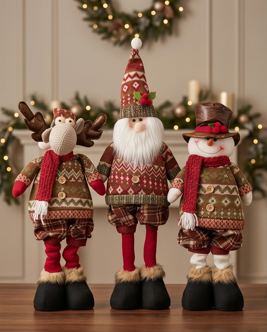 Telescopic Christmas Plush Figures – Santa, Reindeer & Snowman #CP4383