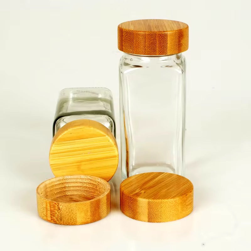 33-Piece Glass Spice Jar Set with Bamboo Lids & Labels #GS3941