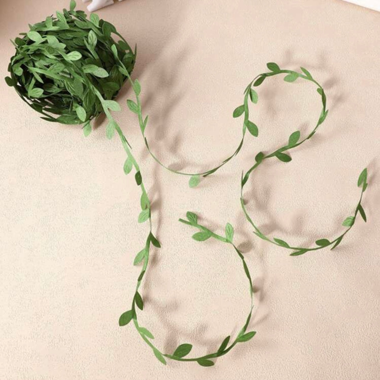 10m Green Leaves Ribbon #LR1061