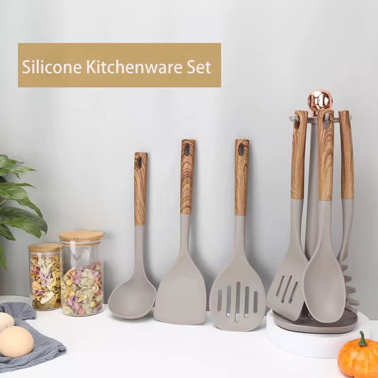 7-Piece Silicone Kitchen Utensil Set with Rotating Stand #GS3942