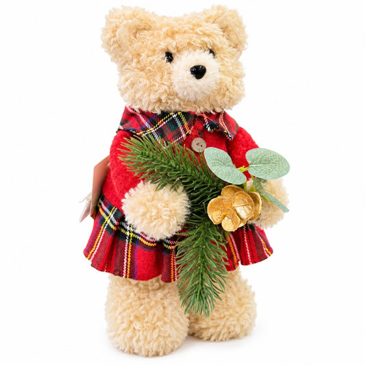 Christmas Teddy Bear with Festive Floral Arrangement #CB4452