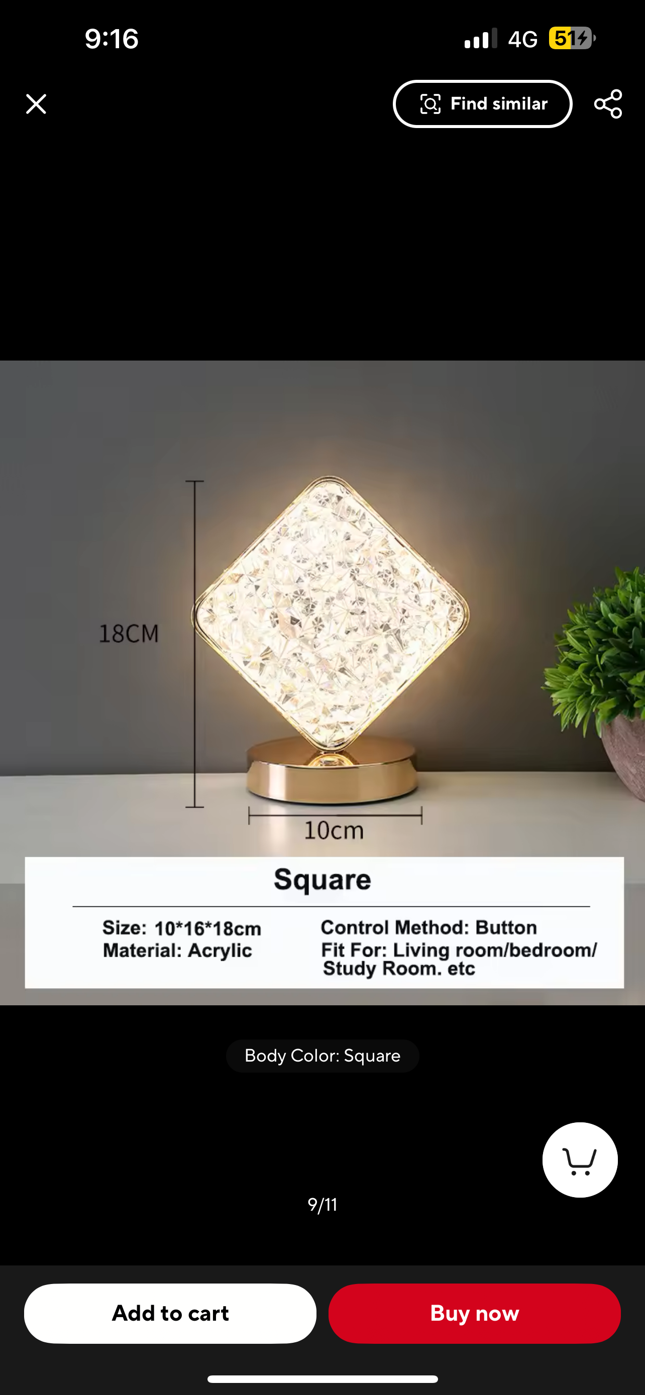 Square Lamp Crystal Led Light #LL1767