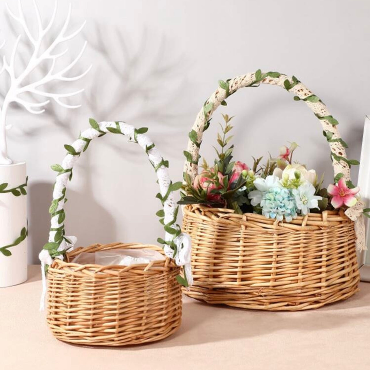 10m Green Leaves Ribbon #LR1061