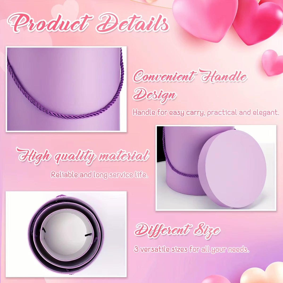 Round Flower Gift Box Set – 3 Pieces #GB4319