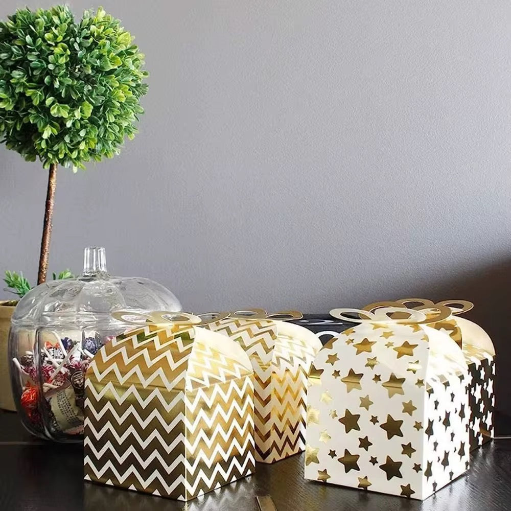 X12pcs Golden Party Favor Boxes #GB2505