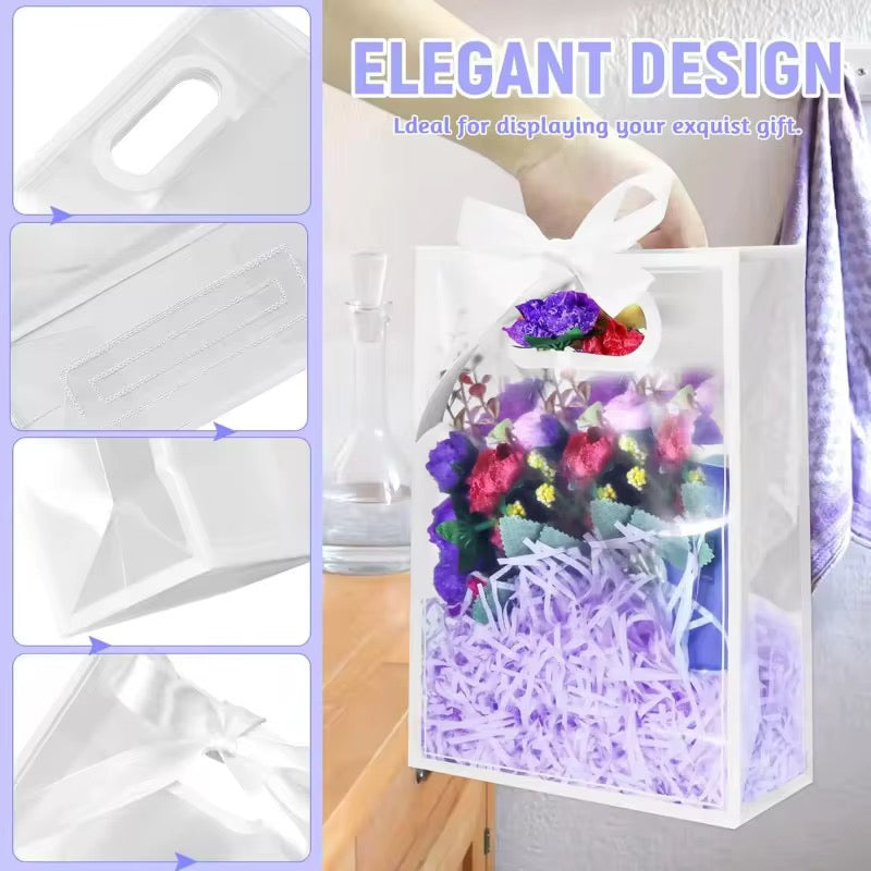 X12pcs - Clear PVC Gift Bags with Satin Ribbon #PB4000
