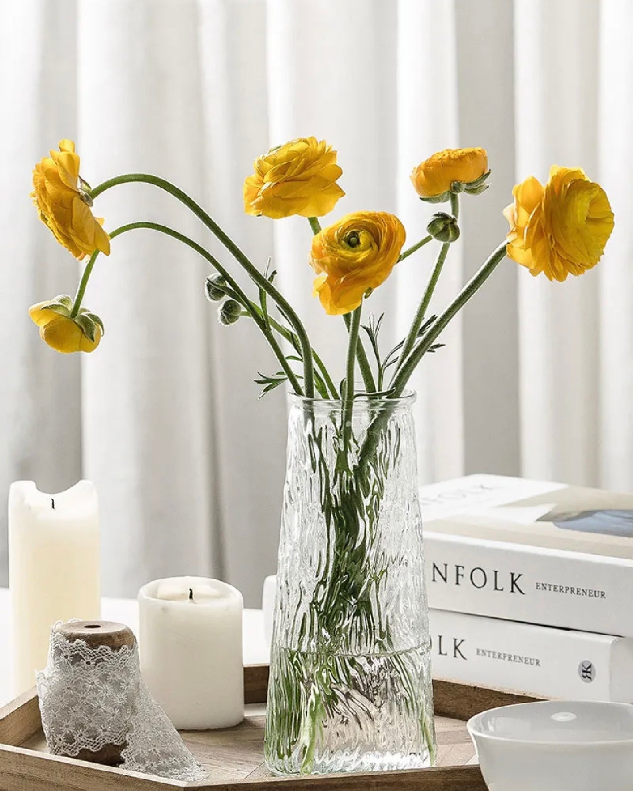 20x6.5cm - Elegant Glass Vase, Decorative Flower Arrangement Jar #GV2810