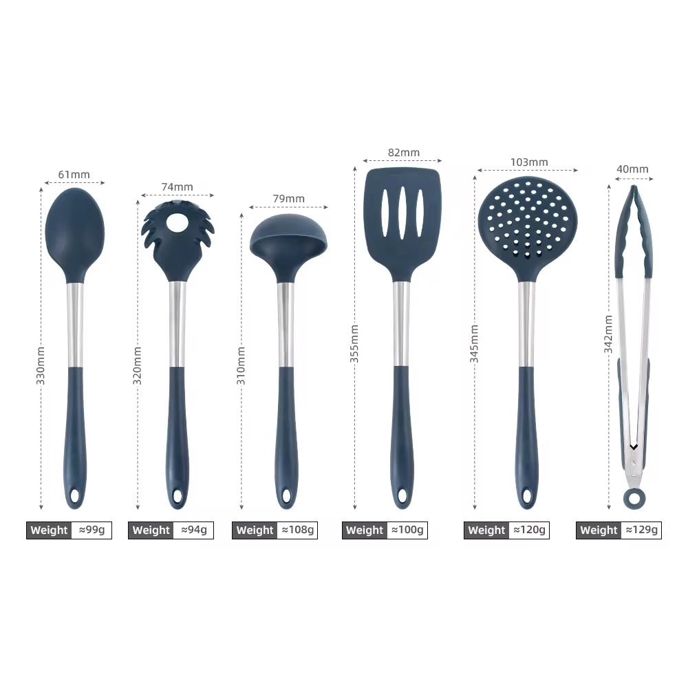 7-Piece Silicone Kitchen Utensil Set with Rotating Stand #GS3942