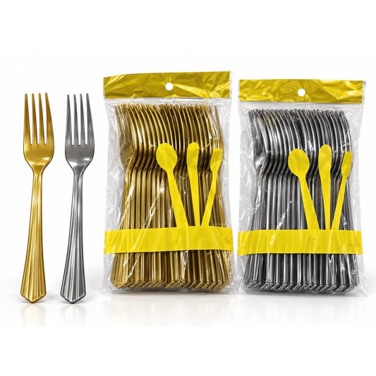 Gold & Silver Disposable Forks #DS4529
