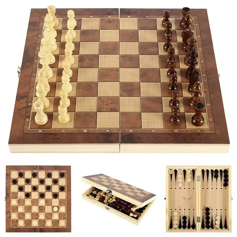 3 in 1 Checkers, Chess and Backgammon Set #BG2340