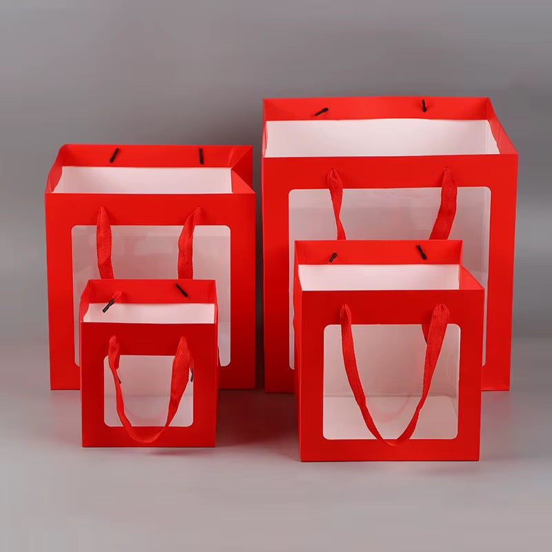 X12pcs Luxury Square Gift Bags with Satin Ribbon Handles #WB4202