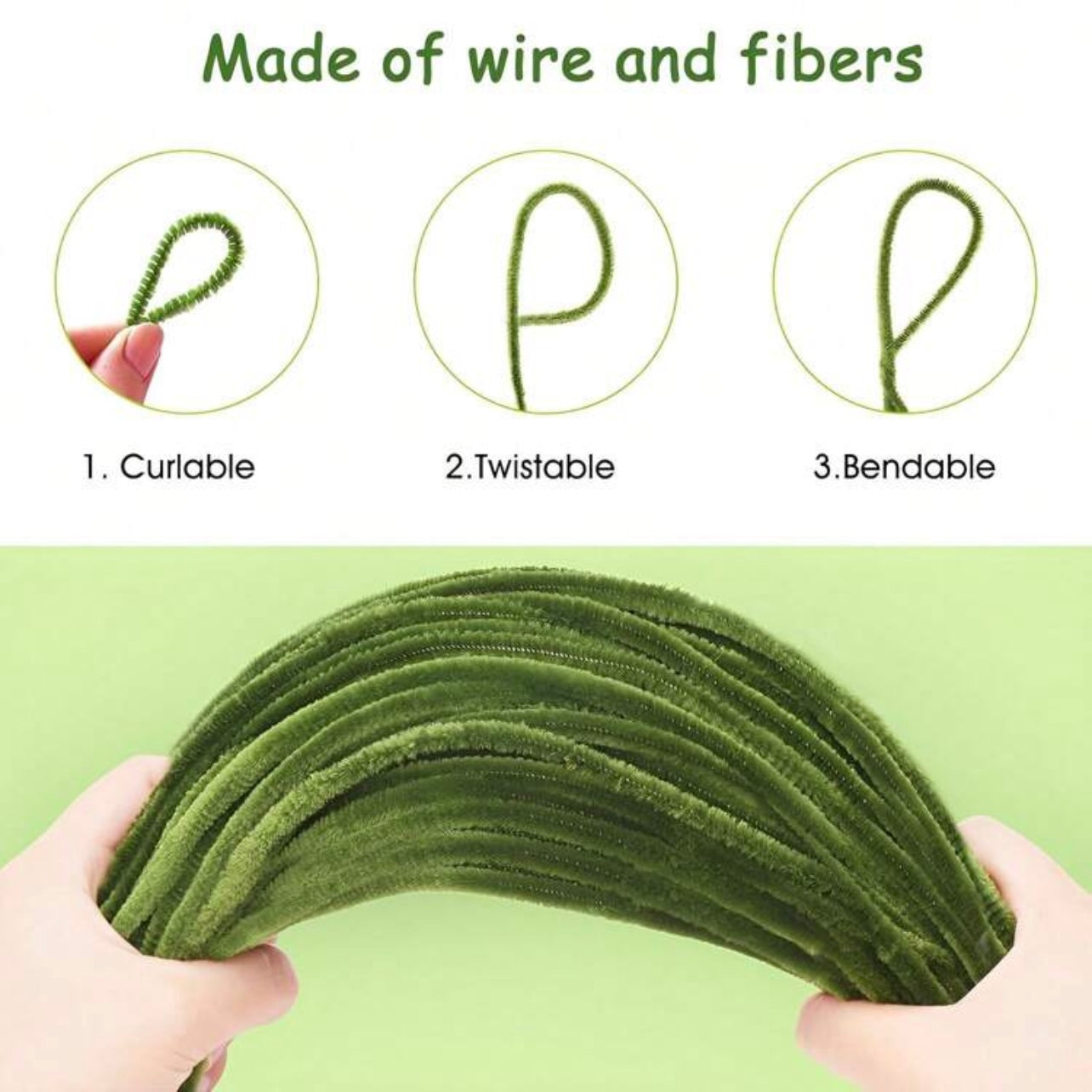 100pcs Wine Red Green Mixed Pipe Cleaner - 30cm x 6mm #CS1805