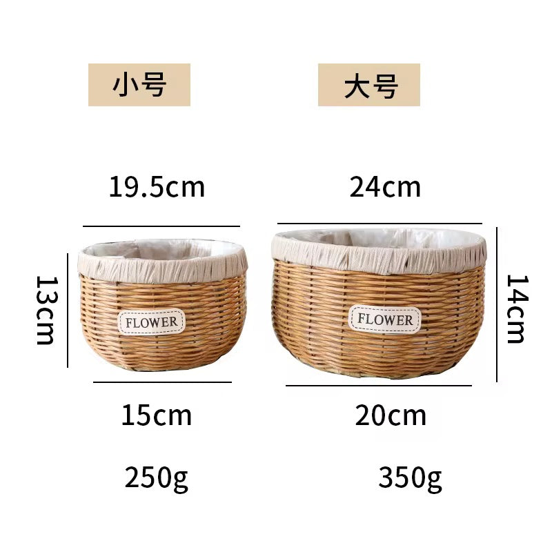 Wicker Flower Basket with Liner – Small & Large Sizes #FB2797