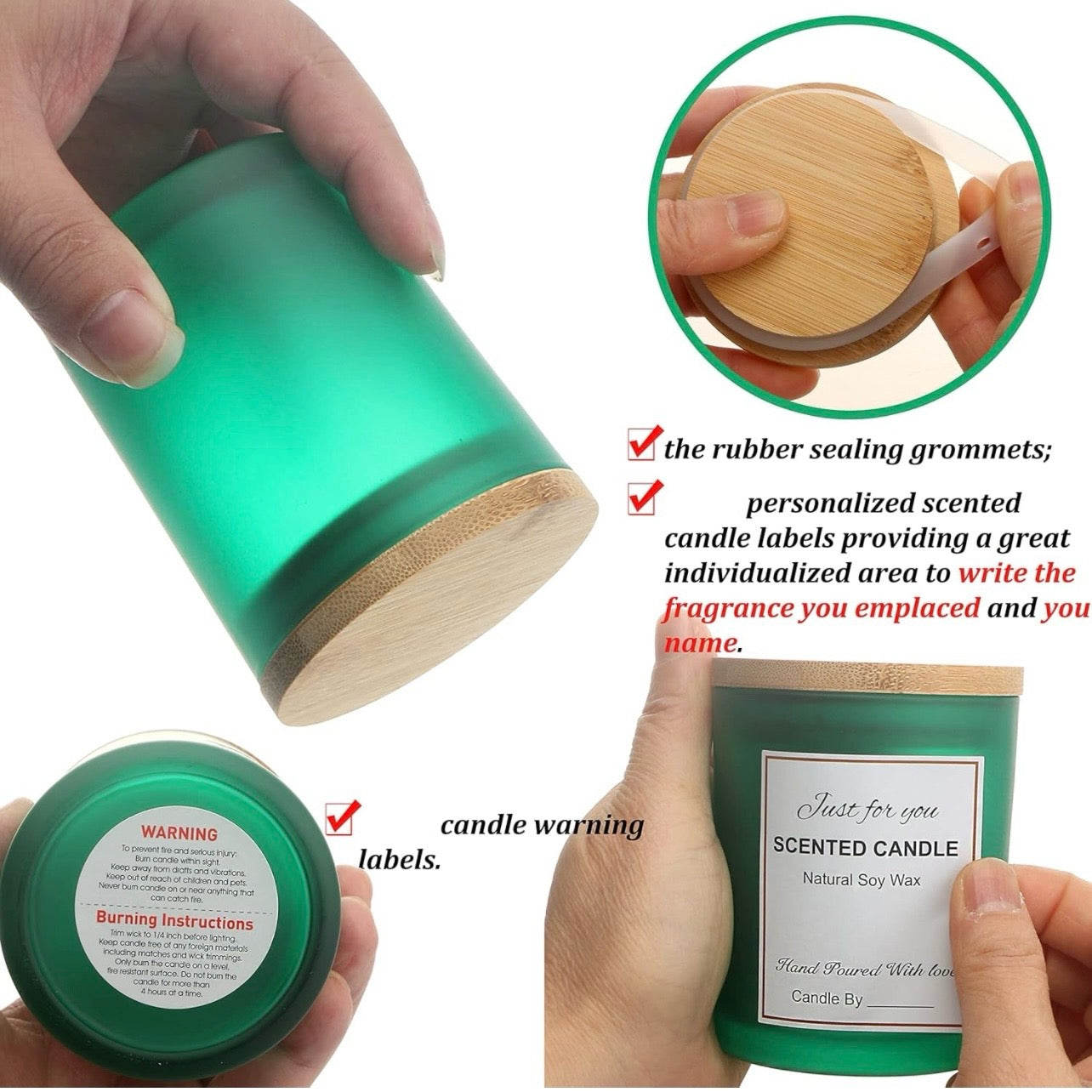 8oz Frosted Green Glass Jar With Lid #GJ1445