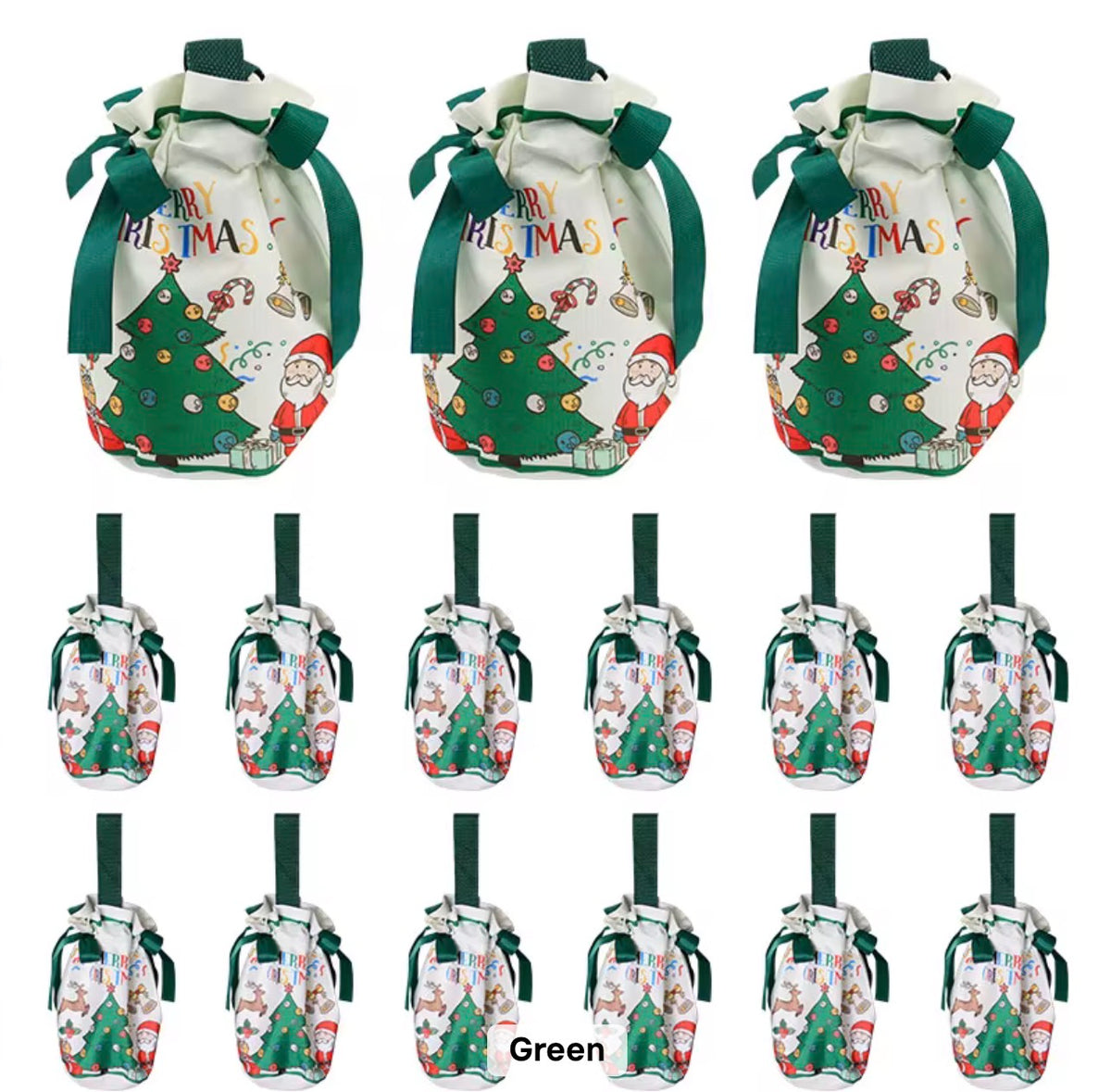 X1pc / Christmas Drawstring Gift Bag with Ribbon Handle – Festive Santa Design #JB2911