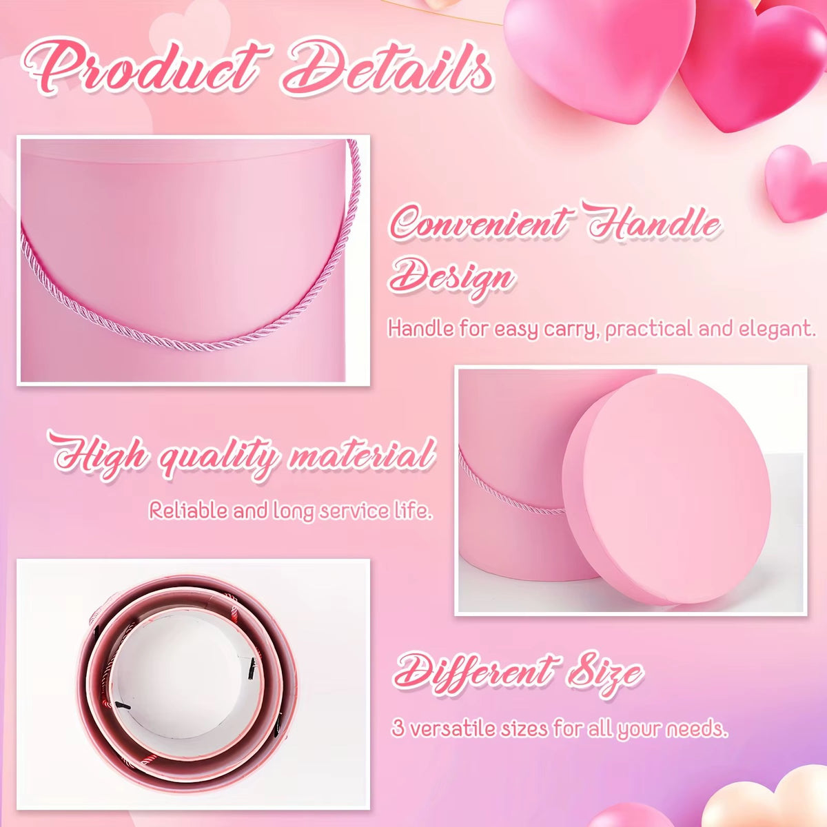 Round Flower Gift Box Set – 3 Pieces #GB4319