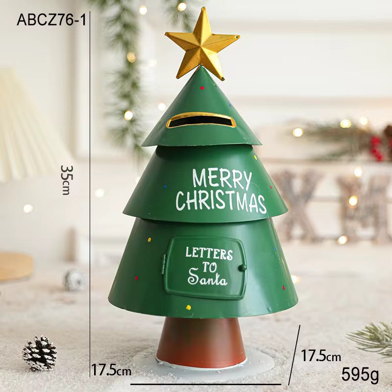 Letters to Santa Tree Mailbox, Green Metal Christmas Tree Decoration #CD2062
